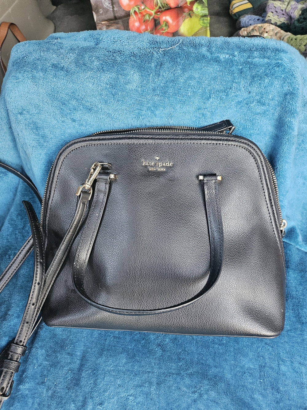 kate spade Black Pebbled Leather Satchel with Crossbody Strap